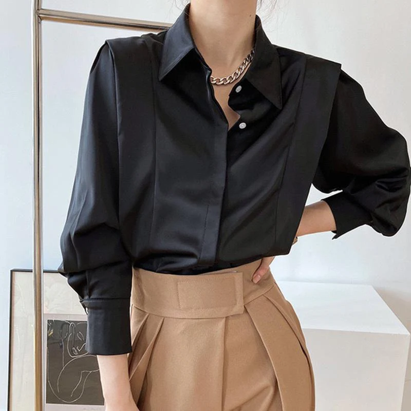 Chemise Satinée Premium pour Femme – Élégante Chemise à Manches Longues - Image 5