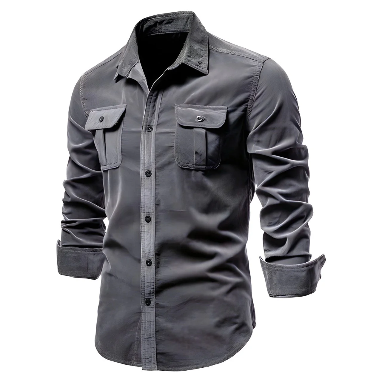 Chemise Utility Homme - Col Classique avec Poches à Rabat - Image 4