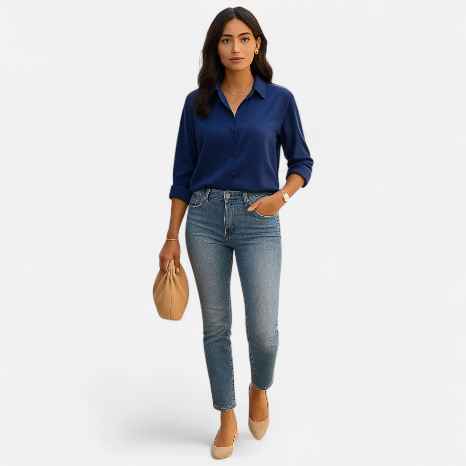 Chemisier classique à col pour femme – Silhouette fluide, style élégant et sophistiqué - Image 2