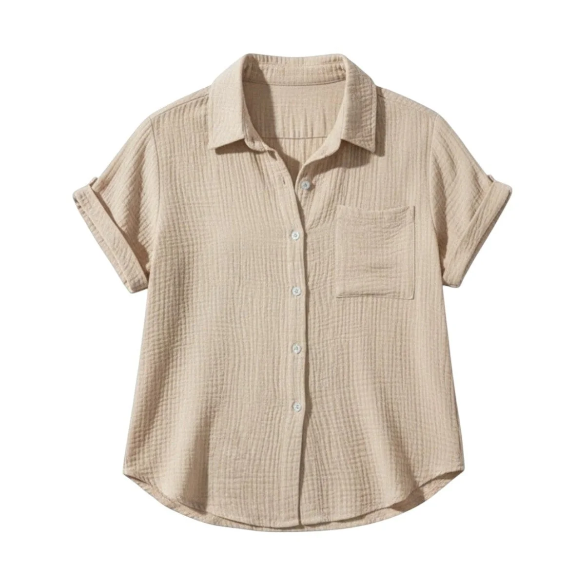 Chemisier d’été femme à boutons et manches courtes – Blouse légère décontractée - Image 2