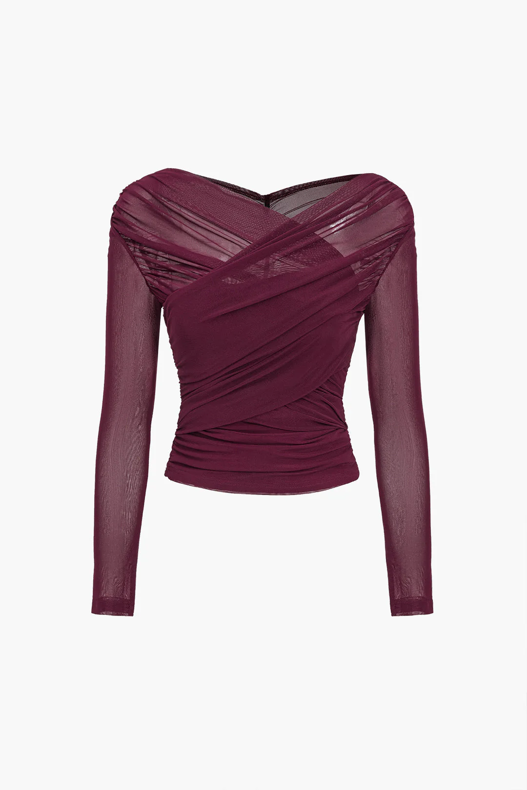 Chemisier drapé en maille pour femme – Manches longues, style élégant et décontracté pour le travail - Image 3