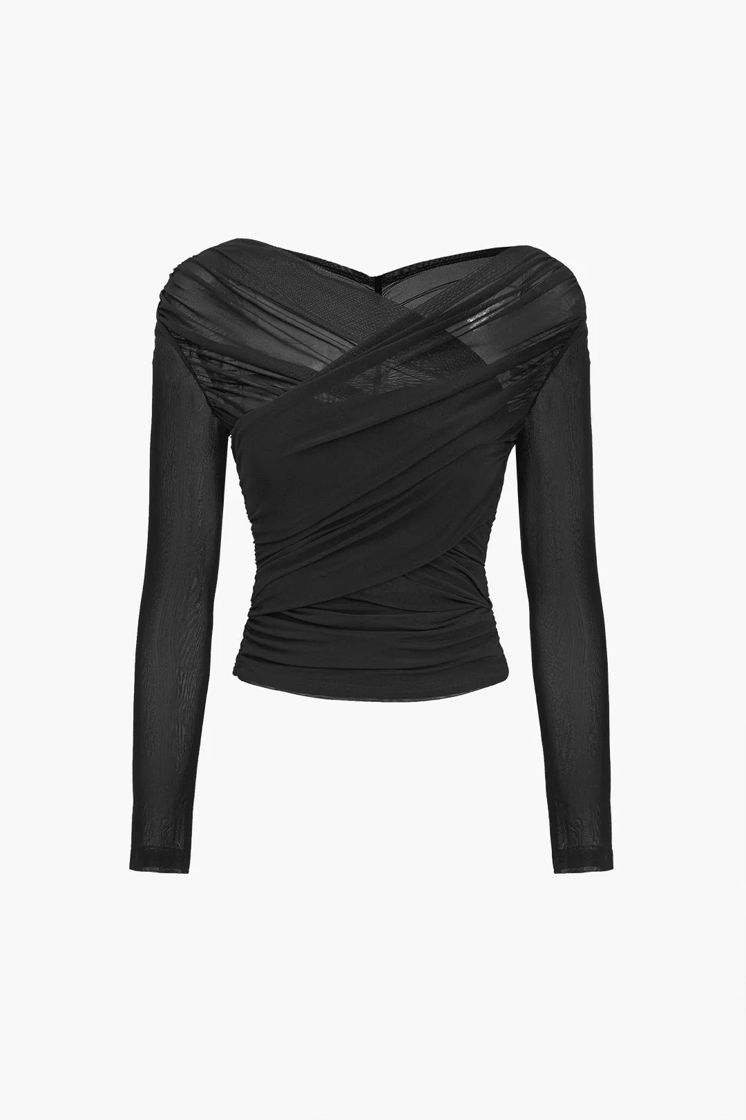 Chemisier drapé en maille pour femme – Manches longues, style élégant et décontracté pour le travail - Image 6