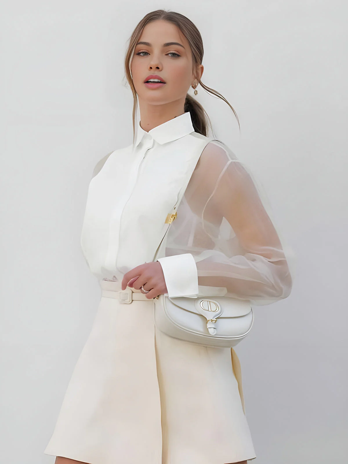 Chemisier Élégant Femme à Manches Transparentes – Haut Féminin Chic - Image 3