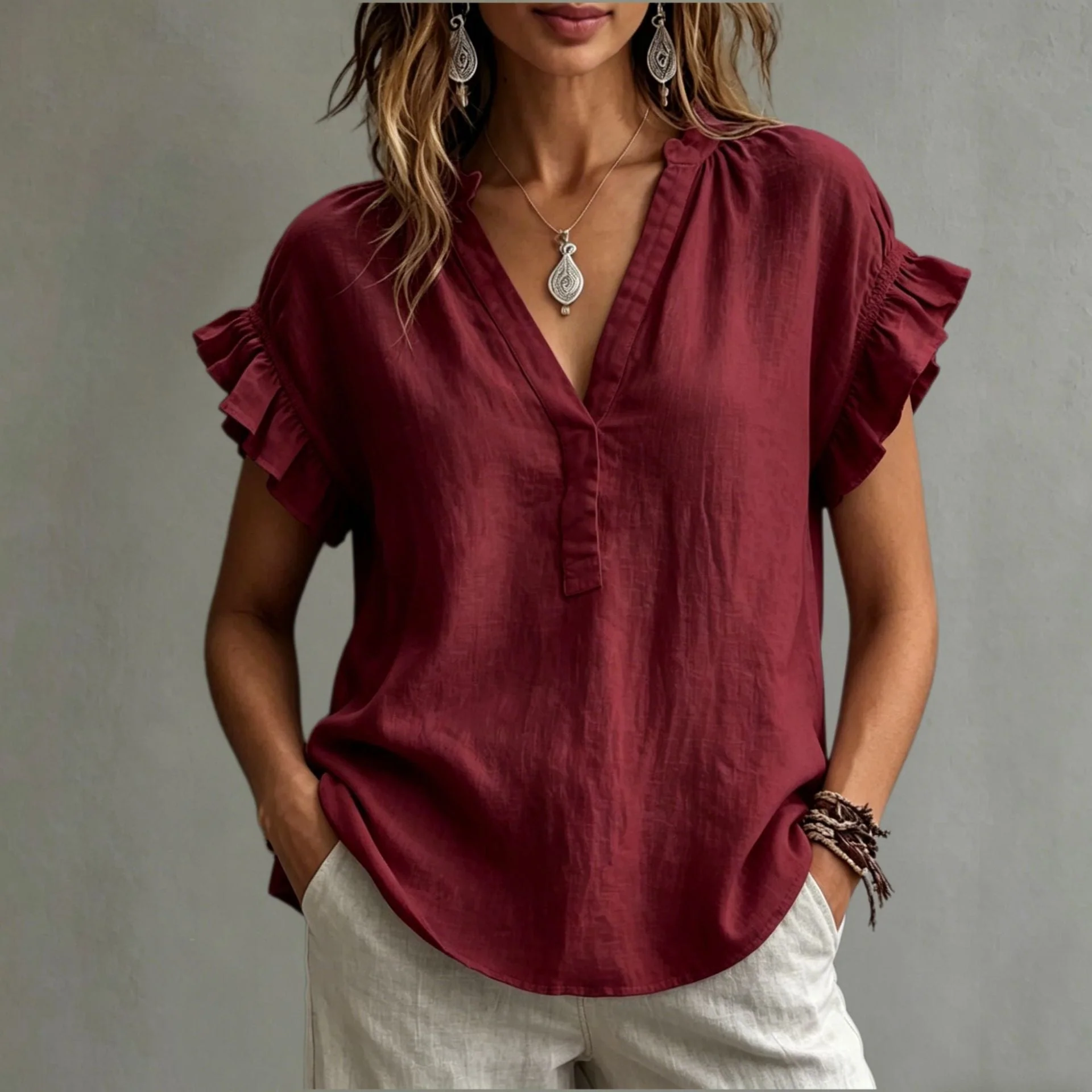 Chemisier femme en coton decontracte - Doux et facile a porter