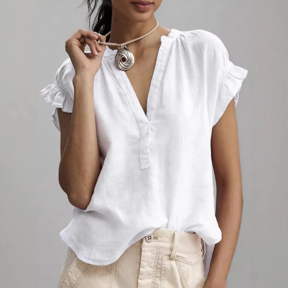 Chemisier femme en coton decontracte - Doux et facile a porter - Image 2
