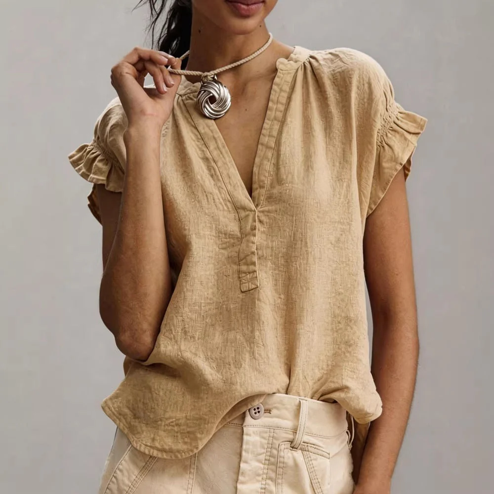 Chemisier femme en coton decontracte - Doux et facile a porter - Image 4