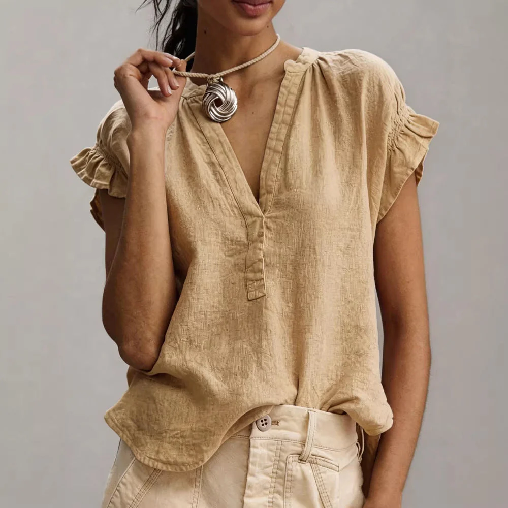 Chemisier femme en coton decontracte - Doux et facile a porter - Image 7