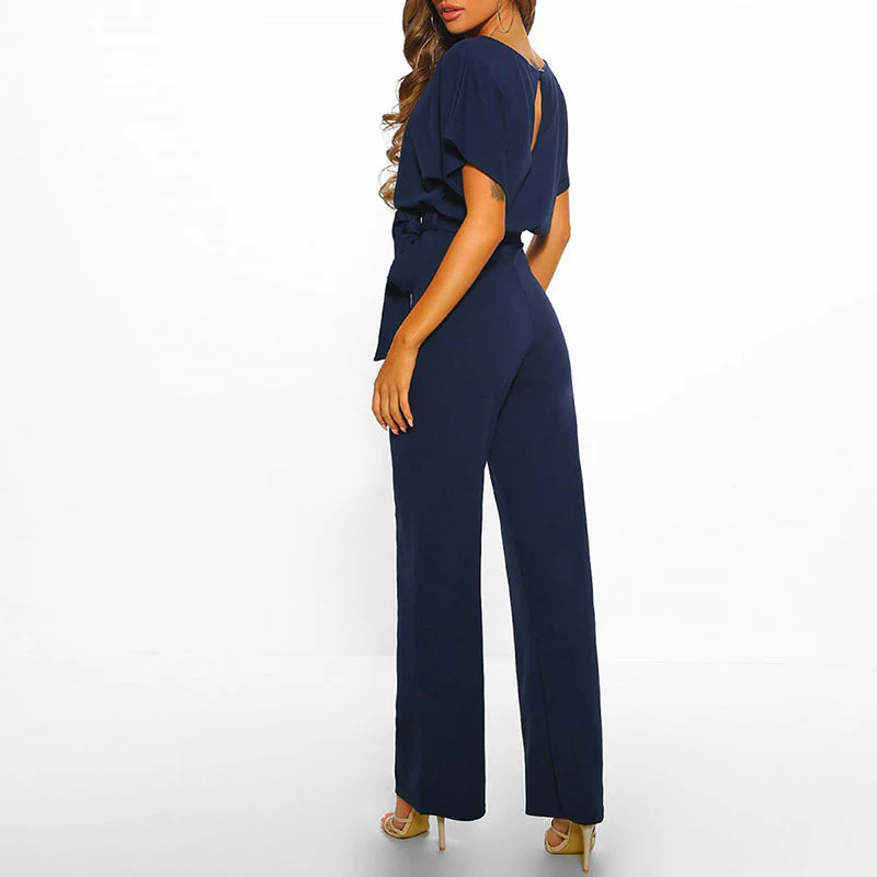Combinaison Ajustée à Manches Courtes pour Femme – Combinaison à Jambes Larges - Image 6