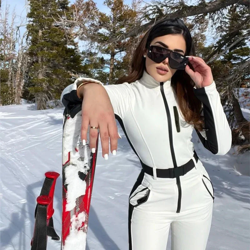 Combinaison de Ski Taille Haute pour Femme – Combinaison Hivernale Isolée Fermeture Éclair - Image 2