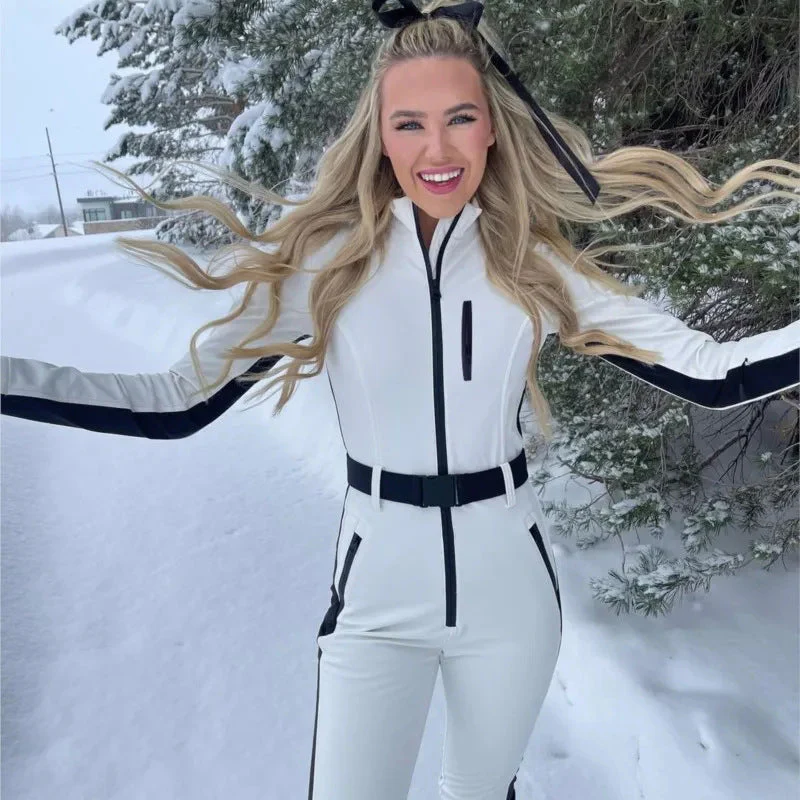 Combinaison de Ski Taille Haute pour Femme – Combinaison Hivernale Isolée Fermeture Éclair - Image 9