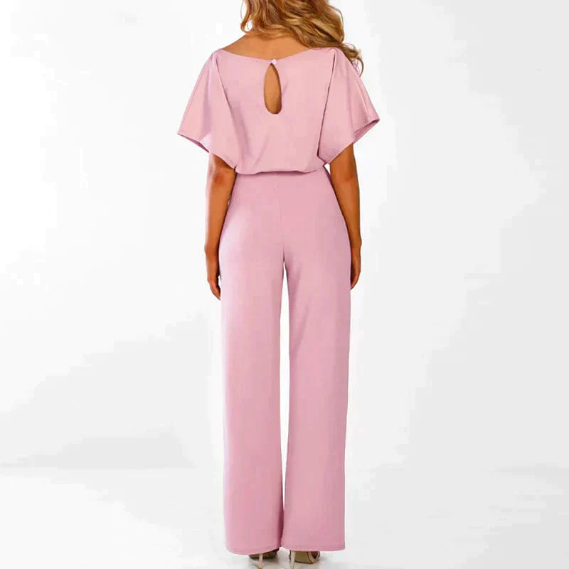 Combinaison élégante ceinturée à manches courtes Jambe large pour femmes – Tenue légère une pièce flatteuse et chic - Image 10
