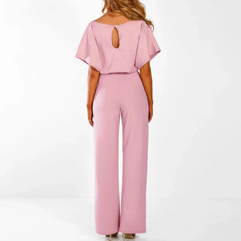 Combinaison élégante femmes – Ceinture, manches courtes et jambes larges, tenue flatteuse et pour occasions décontractées ou habillées - Image 10