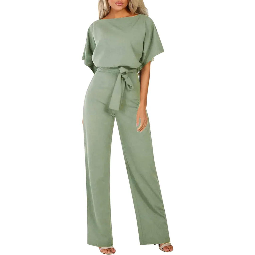 Combinaison élégante femmes – Ceinture, manches courtes et jambes larges, tenue flatteuse et pour occasions décontractées ou habillées - Image 13