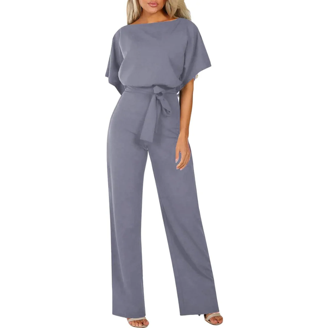 Combinaison élégante femmes – Ceinture, manches courtes et jambes larges, tenue flatteuse et pour occasions décontractées ou habillées - Image 14