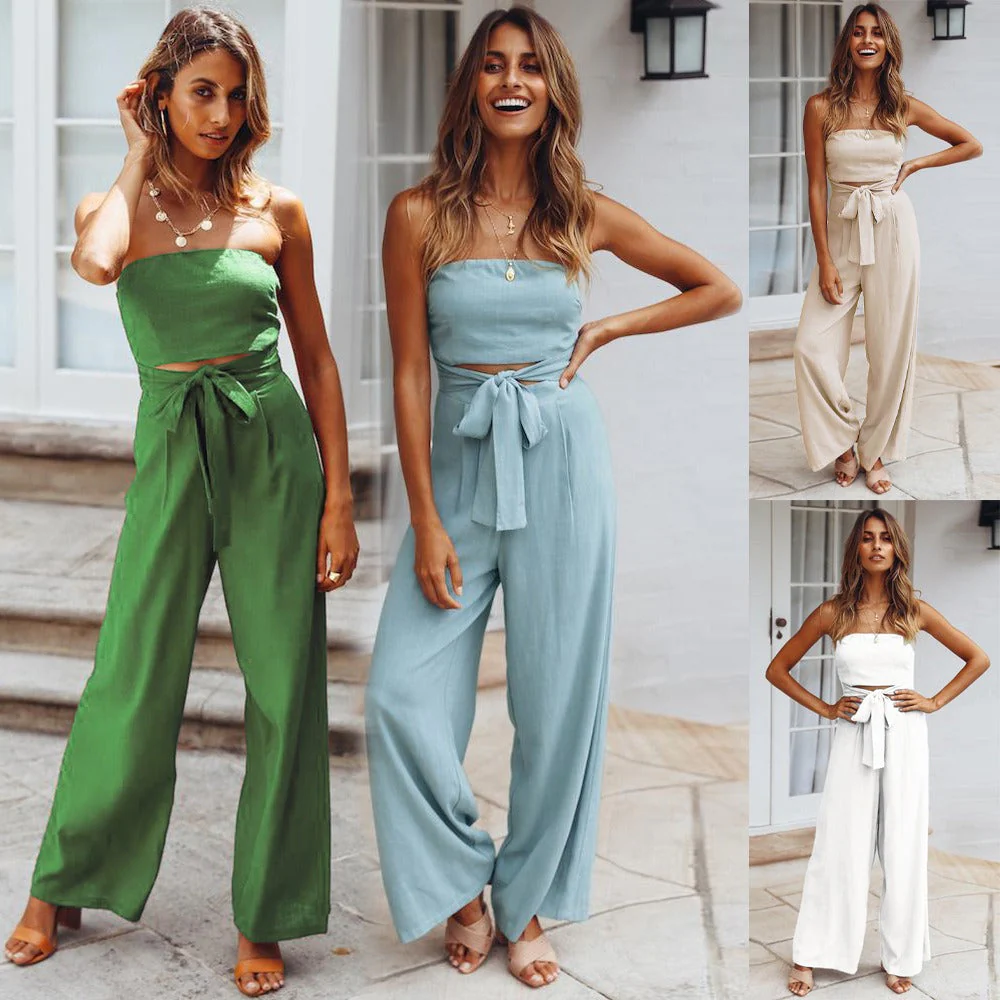 Combinaison en crêpe souple pour femme – Col en V, fluide, élégante, style décontracté et festif - Image 7