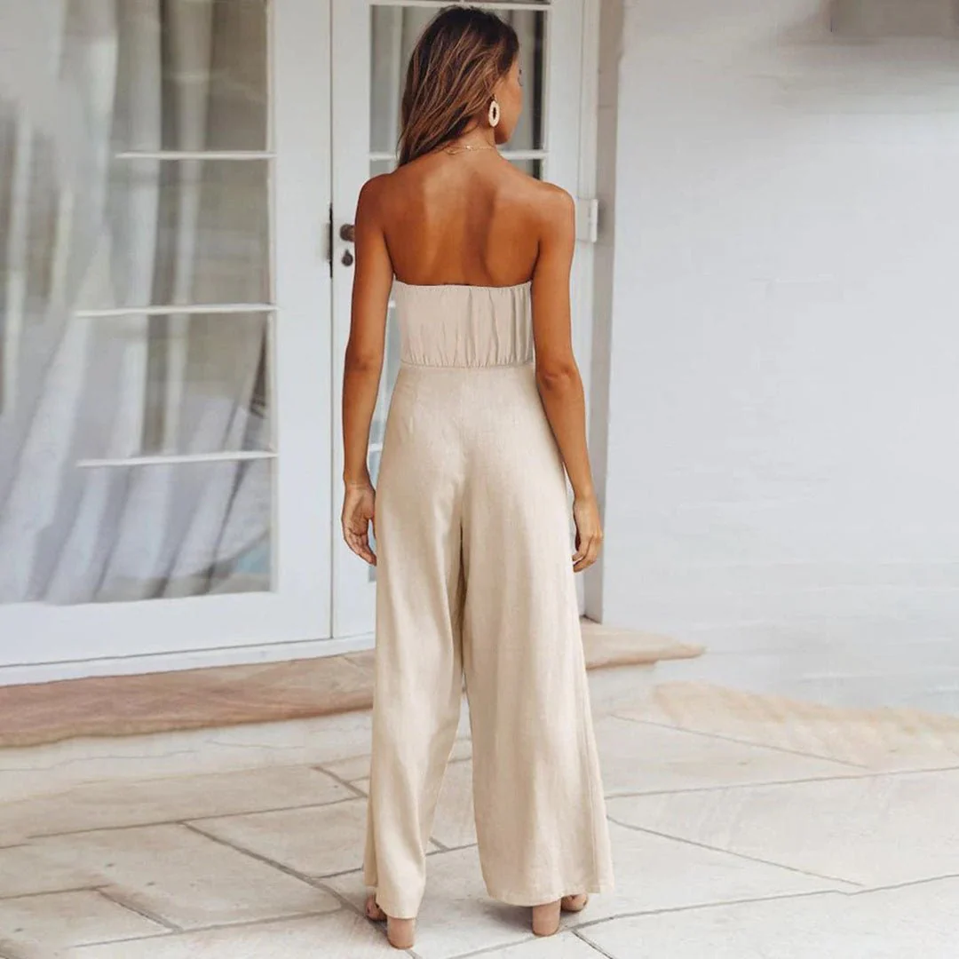 Combinaison femme bustier à jambe large – Taille nouée élégante - Image 5