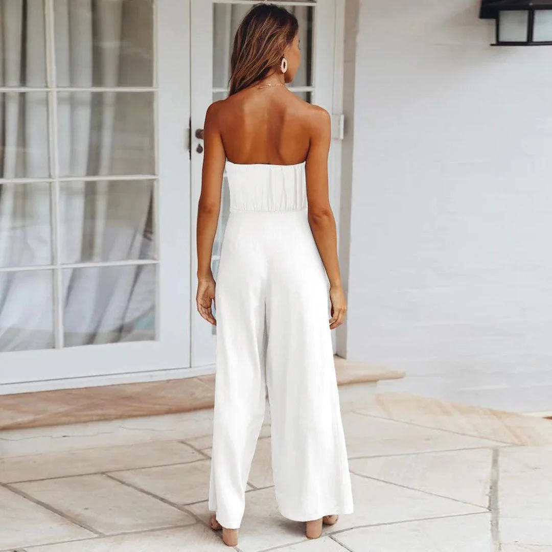 Combinaison femme bustier à jambe large – Taille nouée élégante - Image 7