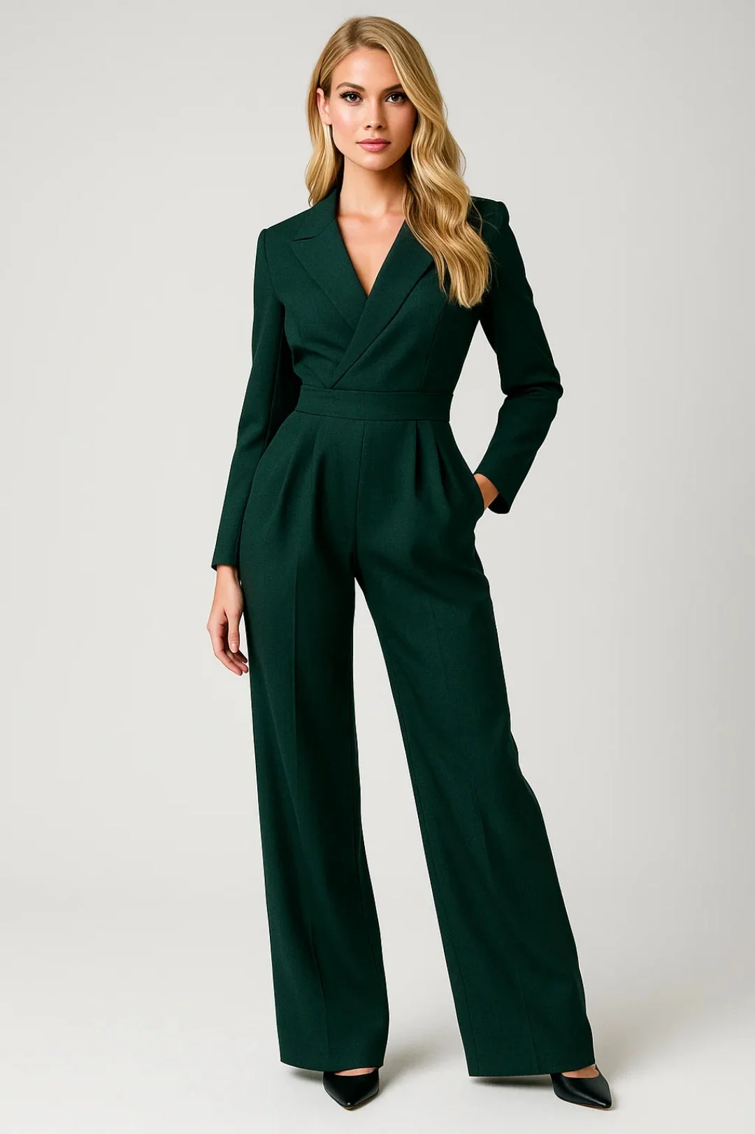 Combinaison Femme Élégante Col V – Style Ajusté d’Hiver - Image 3