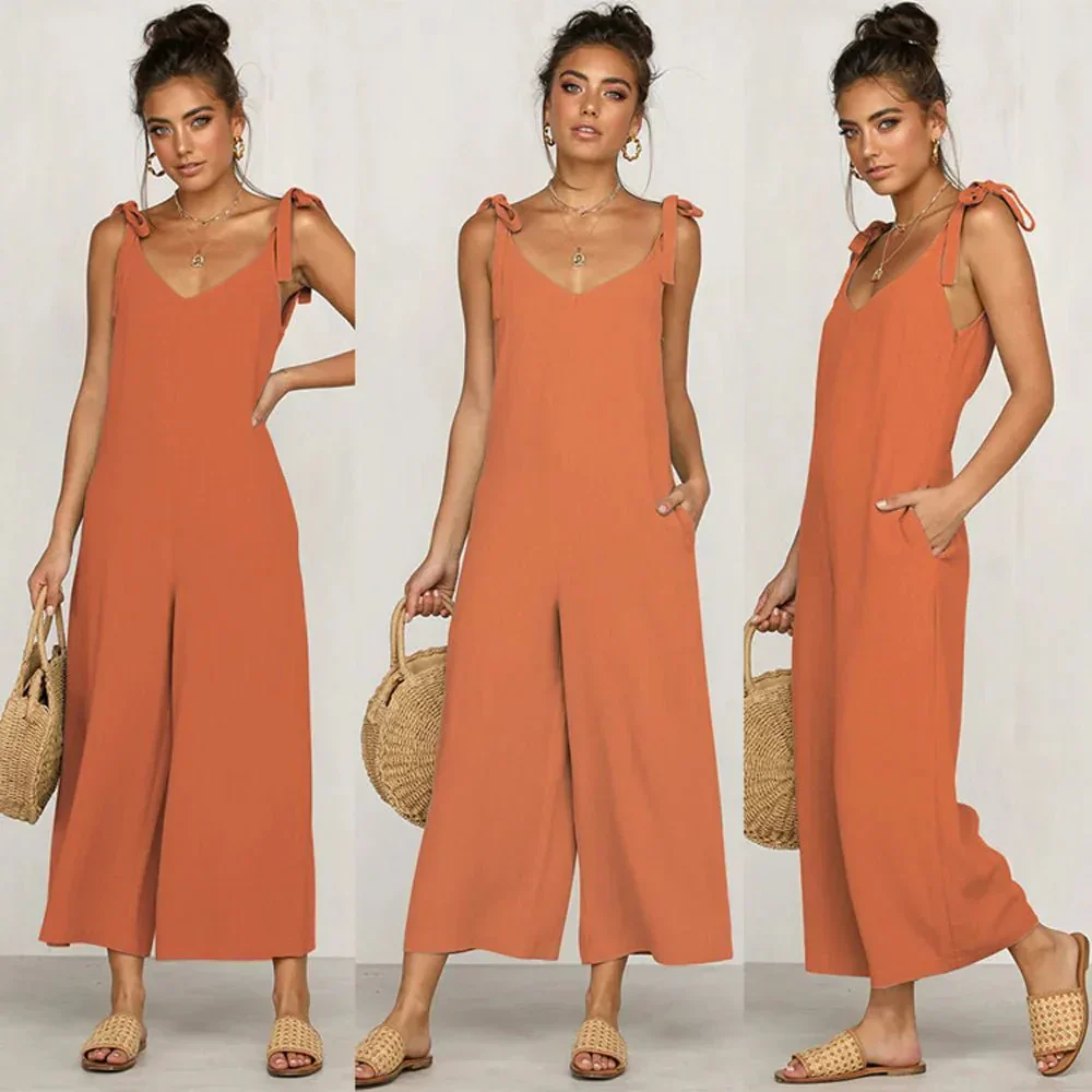 Combinaison Midi d’Été pour Femme – Combinaison Sans Manches Luxe à Col en V - Image 5