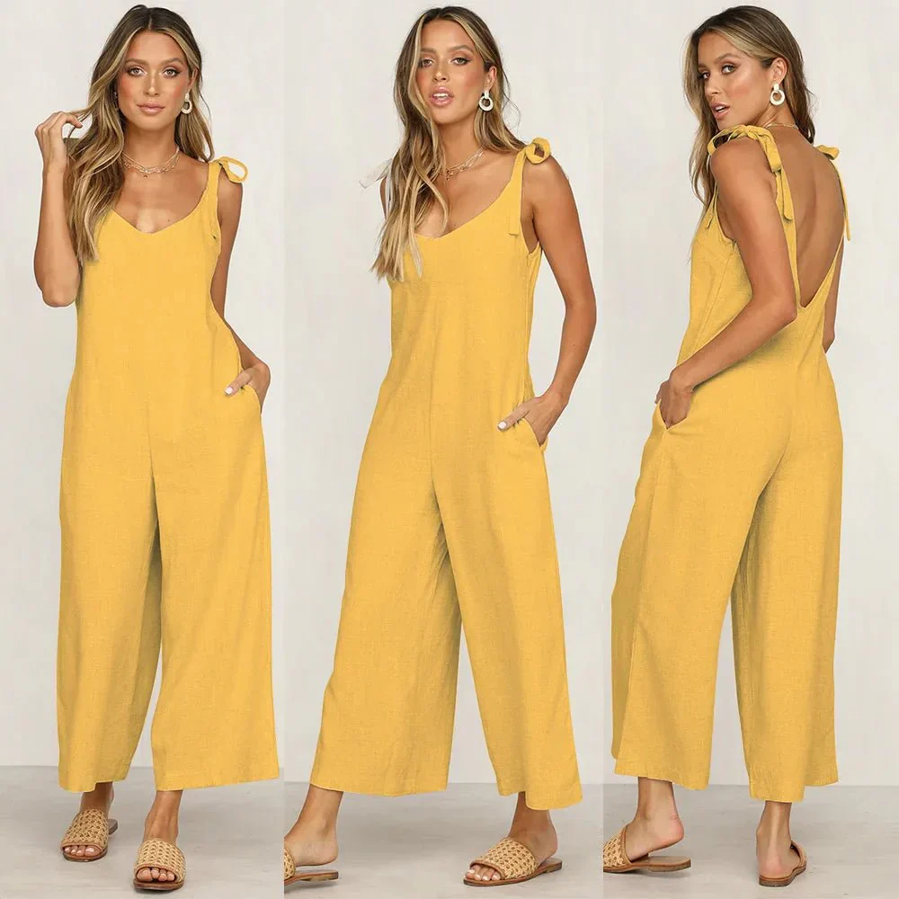 Combinaison Midi d’Été pour Femme – Combinaison Sans Manches Luxe à Col en V - Image 6