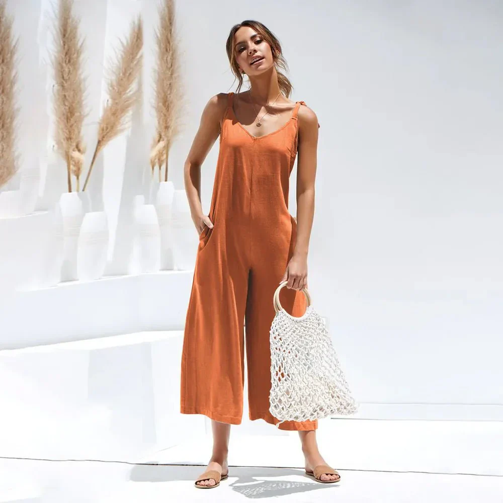 Combinaison Midi d’Été pour Femme – Combinaison Sans Manches Luxe à Col en V - Image 7