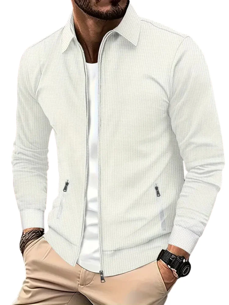 Côtelé Veste Homme Légère à Fermeture Éclair Col – Confort et Style - Image 3