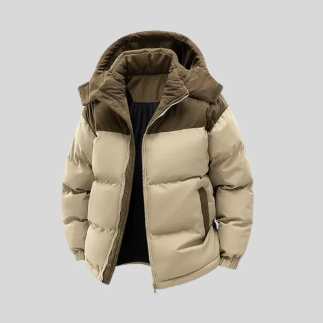 Doudoune Colorblock Homme – Manteau Hiver Capuche Isolé