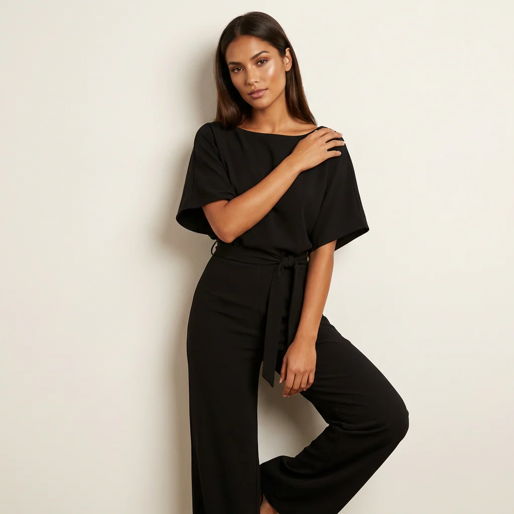 Elegante jumpsuit met tailleceintuur en vloeiende pasvorm - Image 2