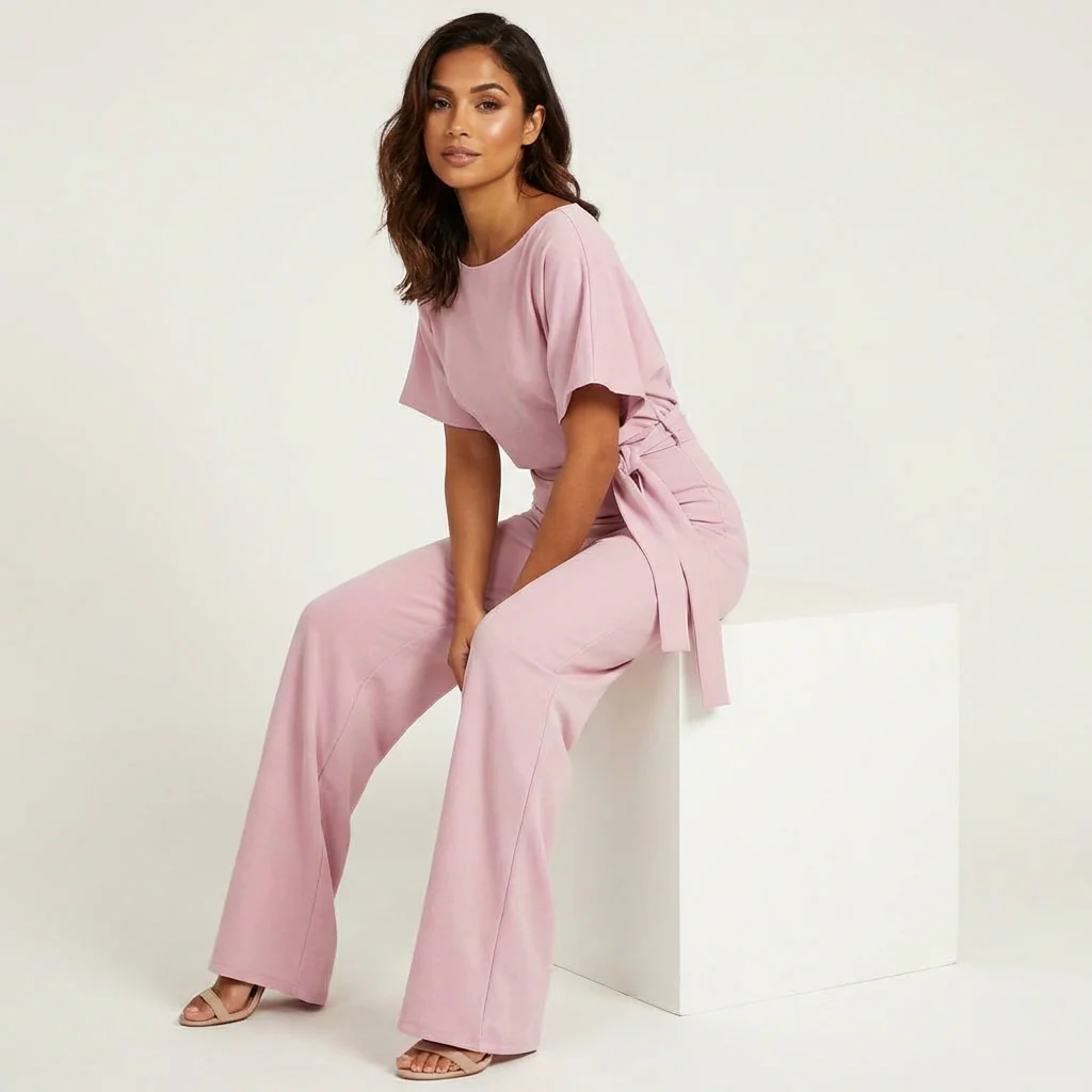 Elegante jumpsuit met tailleceintuur en vloeiende pasvorm - Image 4