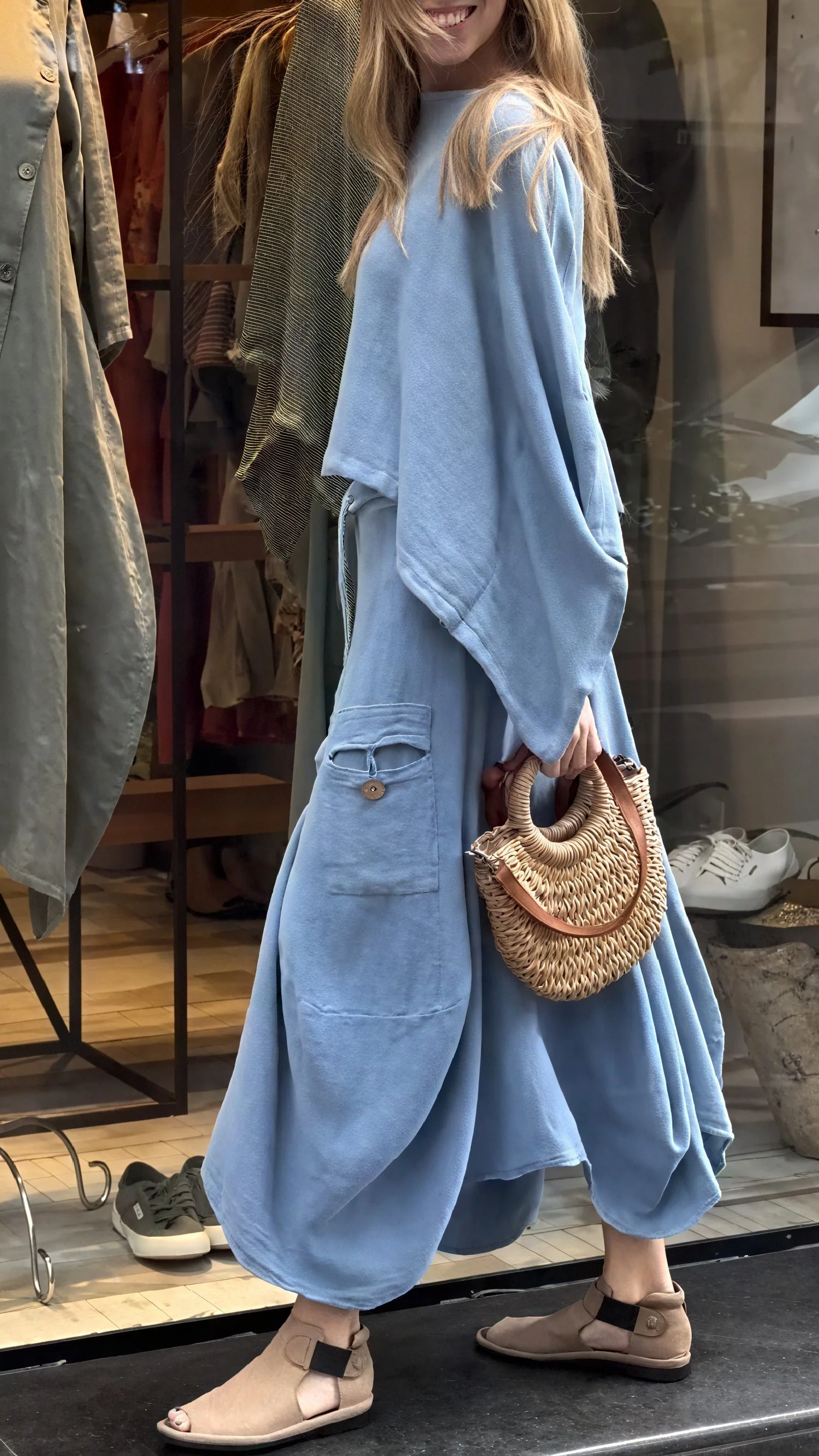 Ensemble 2 pièces femme ample – Haut large et pantalon fluide avec poches - Image 3