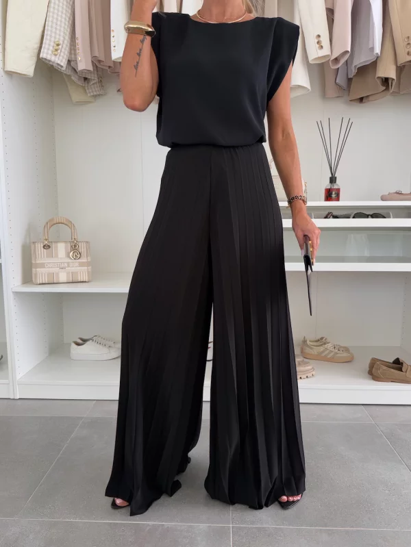 Ensemble 2 pièces plissé large élégant tendance femmes – confortable, léger - Image 5