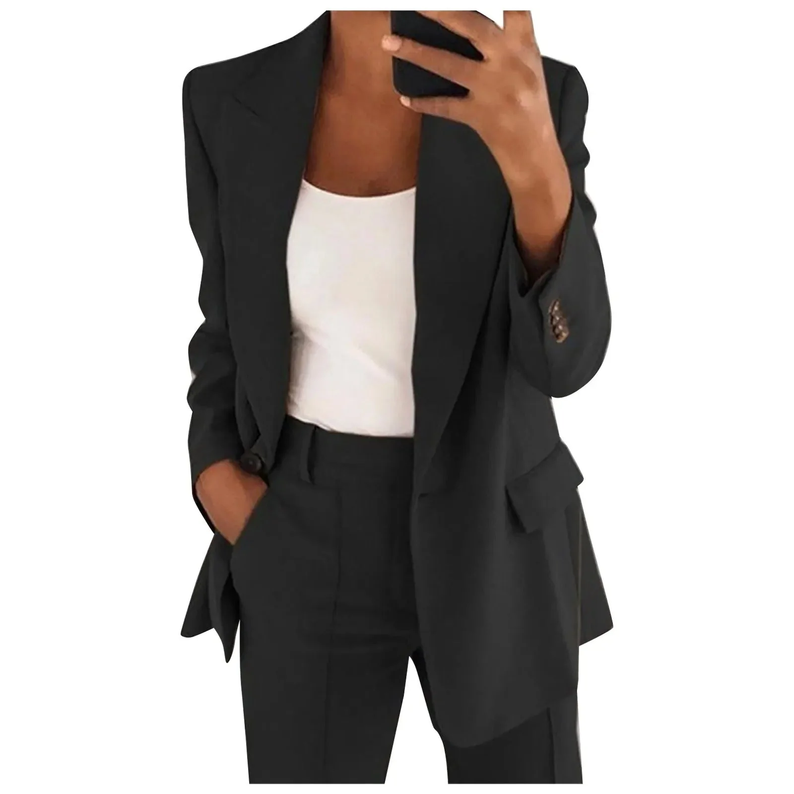 Ensemble blazer et pantalon élégant femmes – Costume deux pièces sobre et raffiné pour travail, affaires et occasions formelles - Image 2