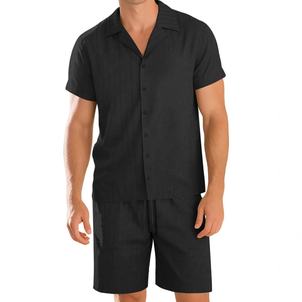 Ensemble chemise et pantalon décontracté pour homme – Manche courte tenue quotidienne durable - Image 3