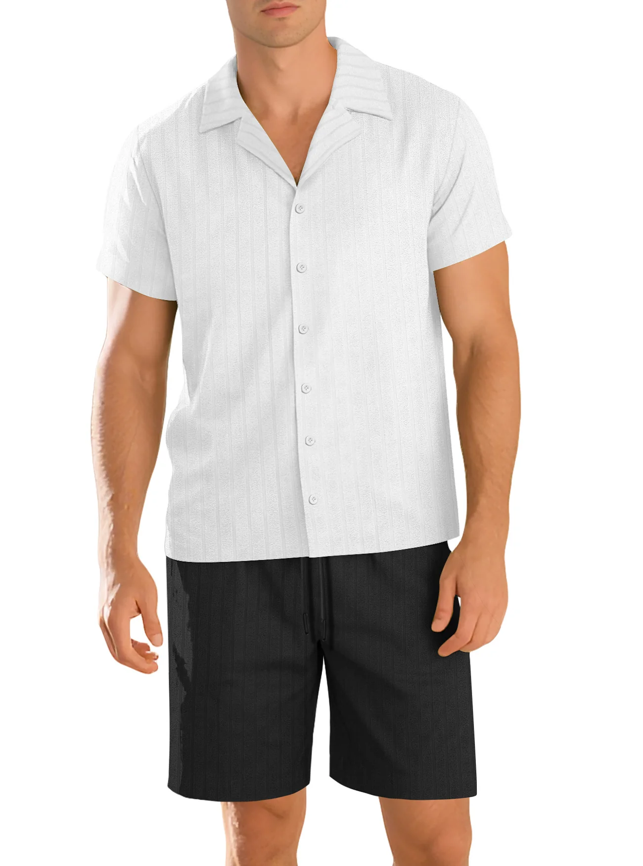 Ensemble chemise et pantalon décontracté pour homme – Manche courte tenue quotidienne durable - Image 4