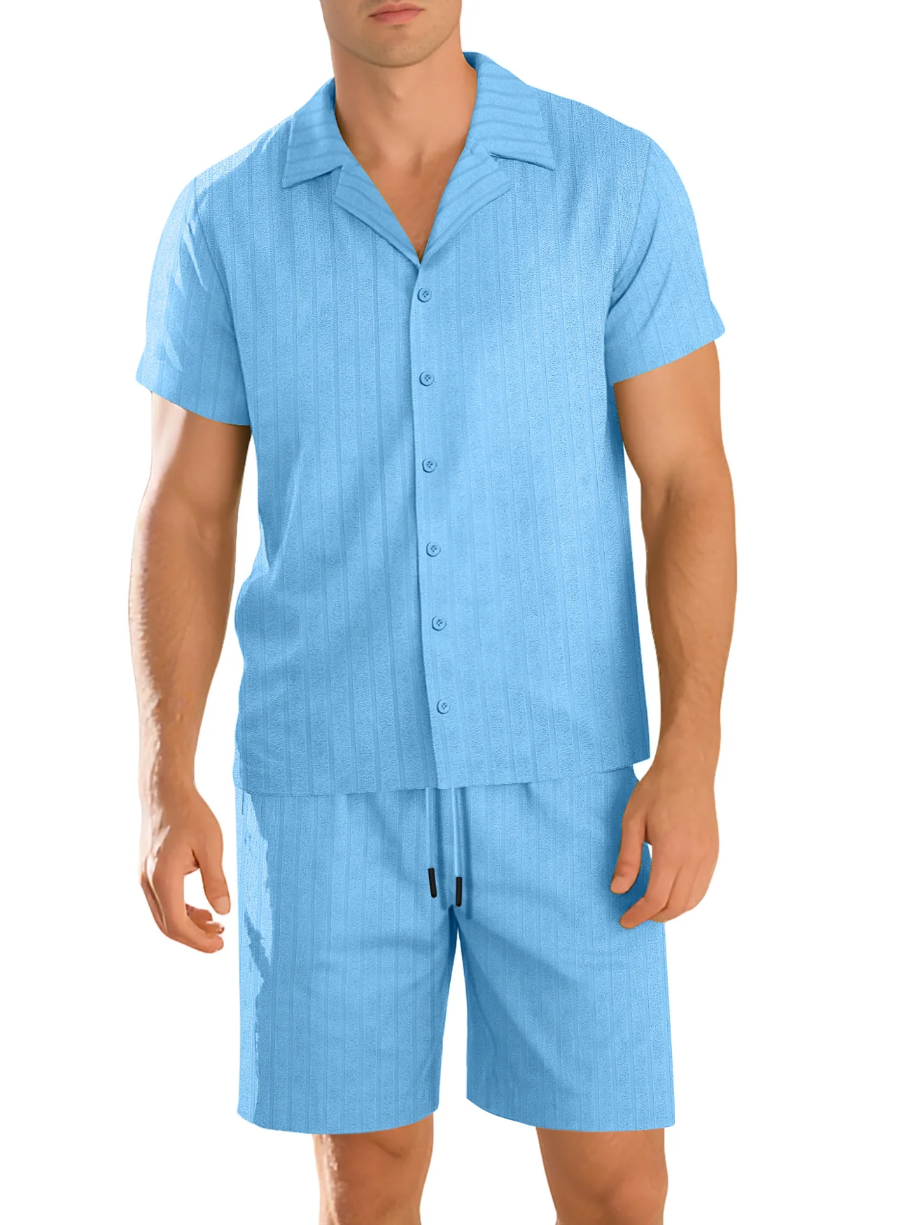 Ensemble chemise et pantalon décontracté pour homme – Manche courte tenue quotidienne durable - Image 5