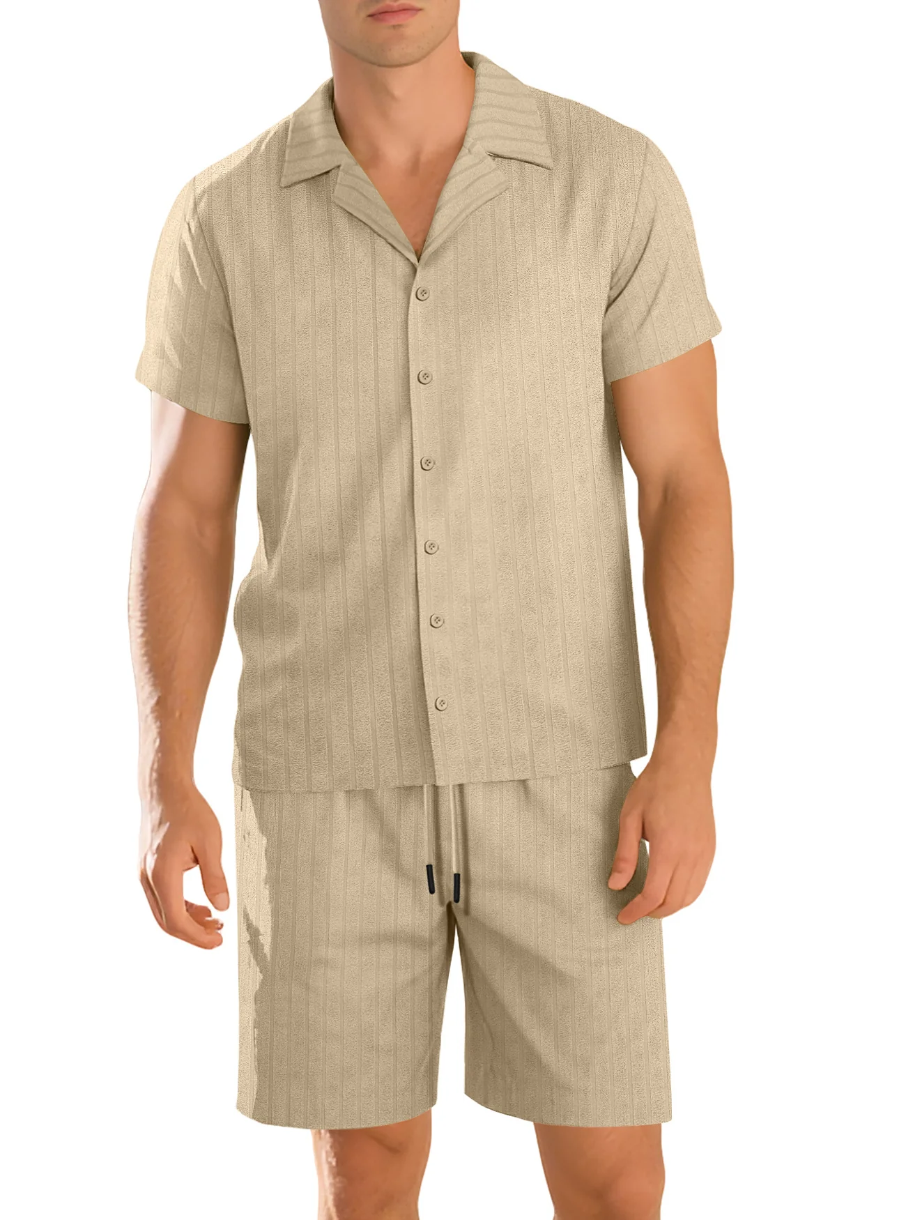 Ensemble chemise et pantalon décontracté pour homme – Manche courte tenue quotidienne durable - Image 7
