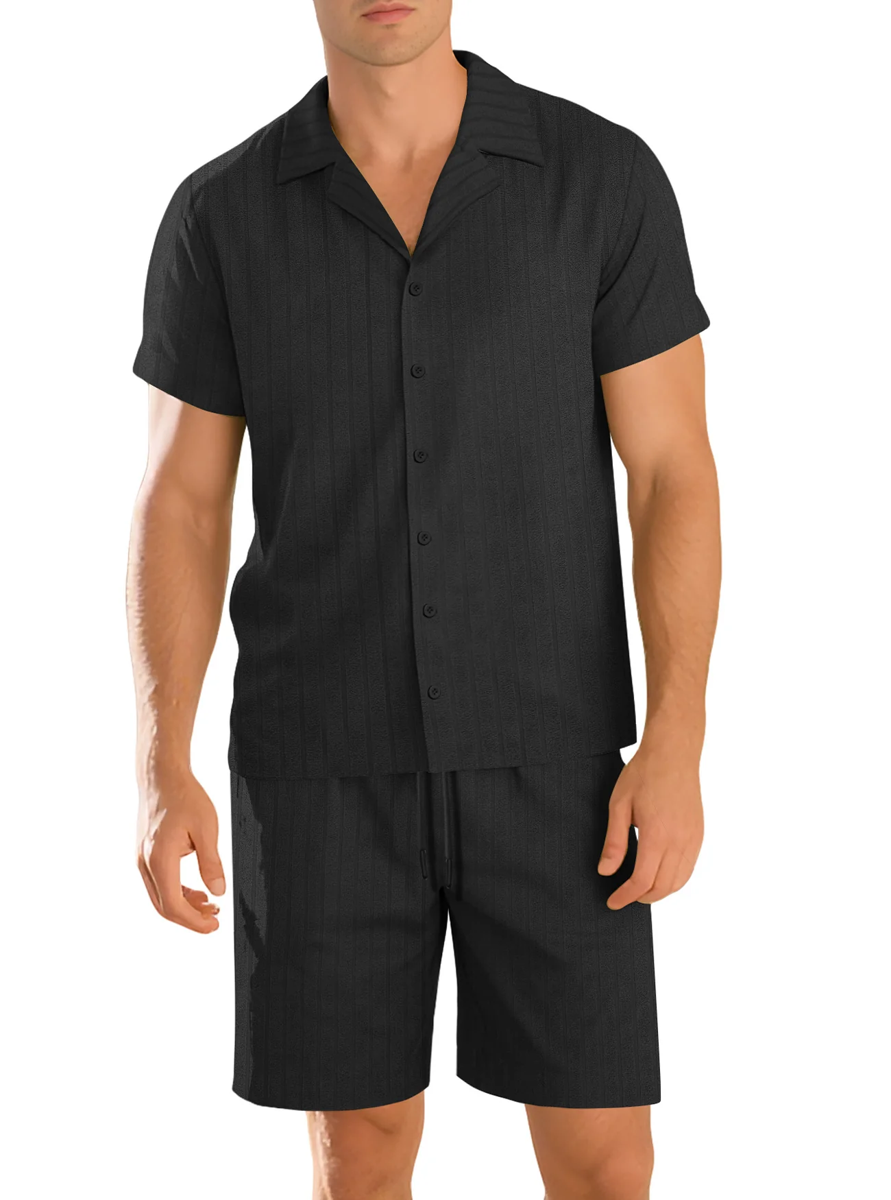 Ensemble chemise et pantalon décontracté pour homme – Manche courte tenue quotidienne durable - Image 9