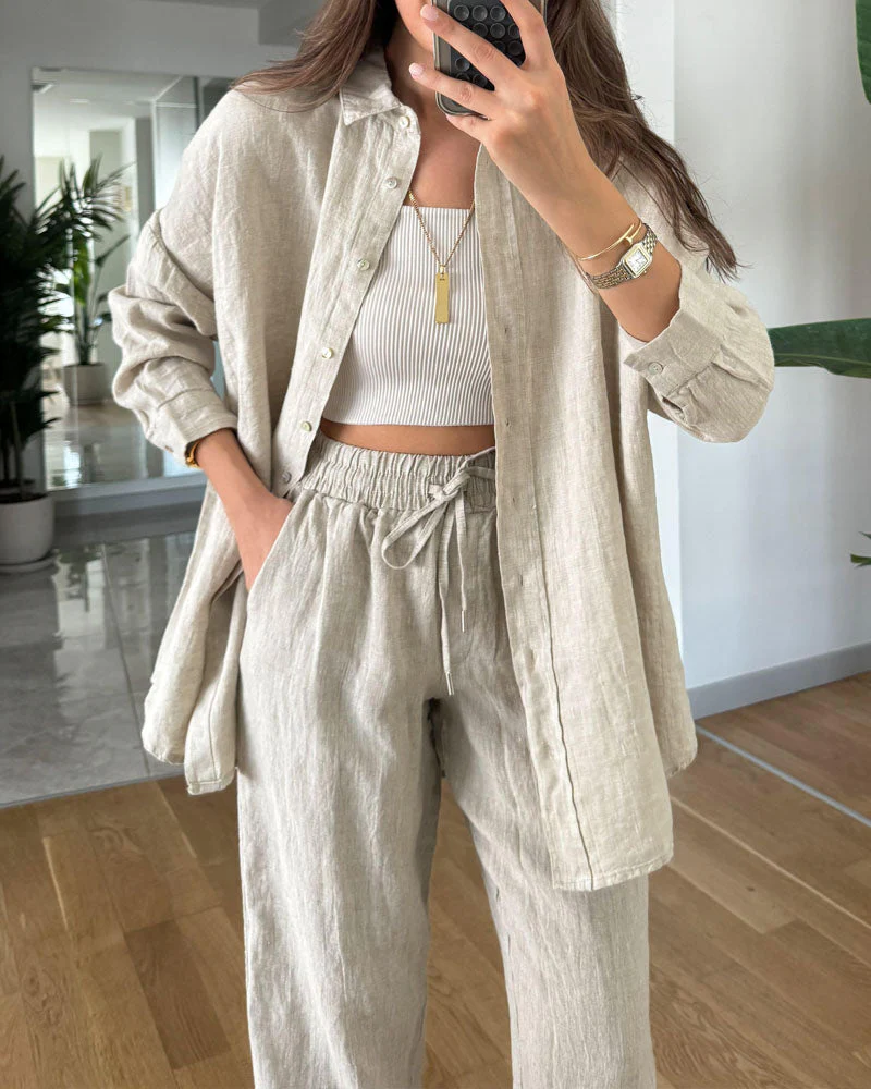 Ensemble chemisier et pantalon pour femme – Coupe décontractée et confortable - Image 2