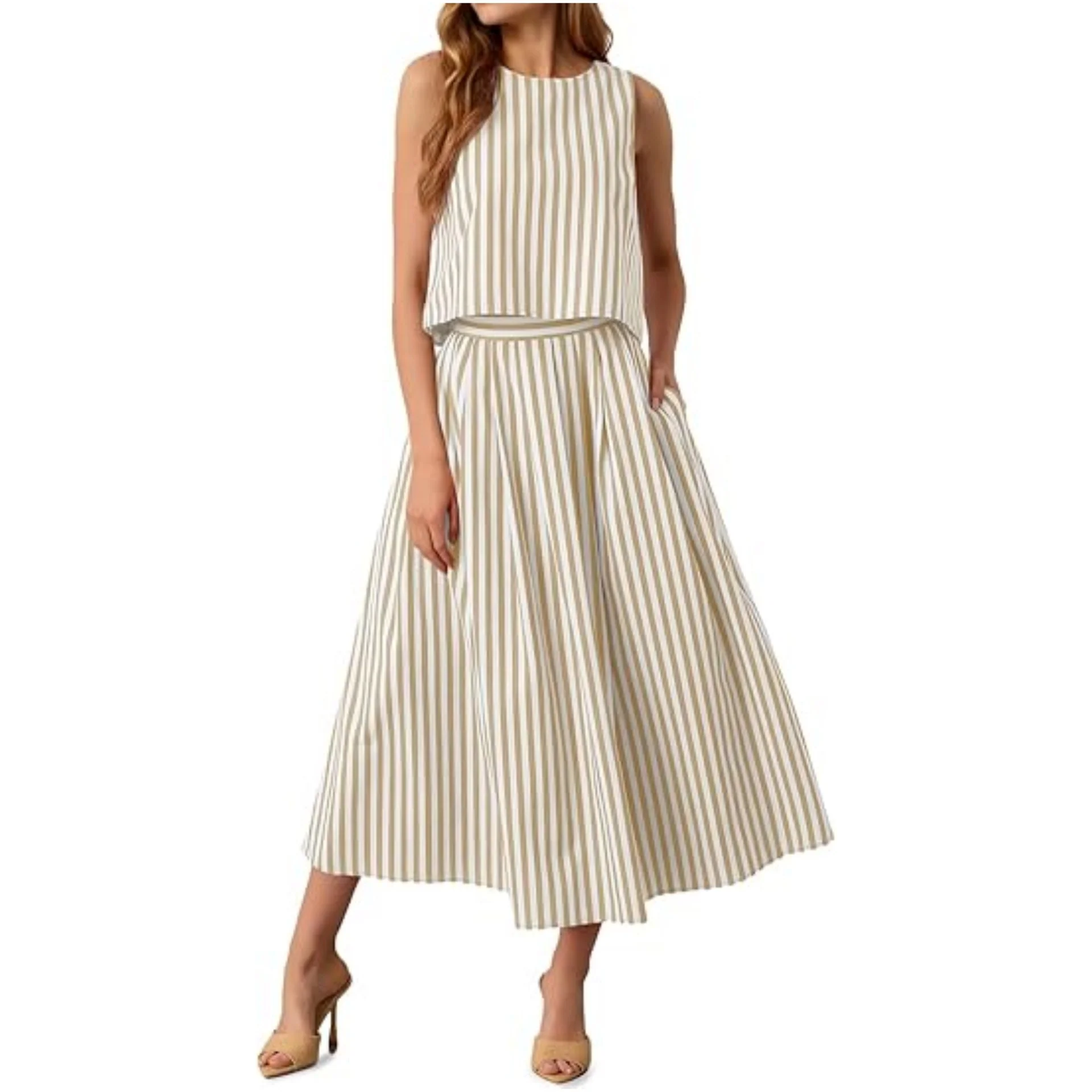 Ensemble Débardeur à Rayures pour Femme – Tenue Deux Pièces Décontractée et Tendance - Image 2