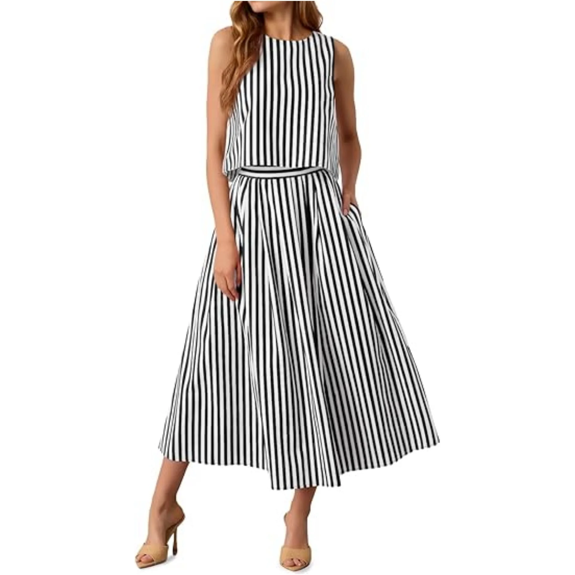 Ensemble Débardeur à Rayures pour Femme – Tenue Deux Pièces Décontractée et Tendance - Image 6