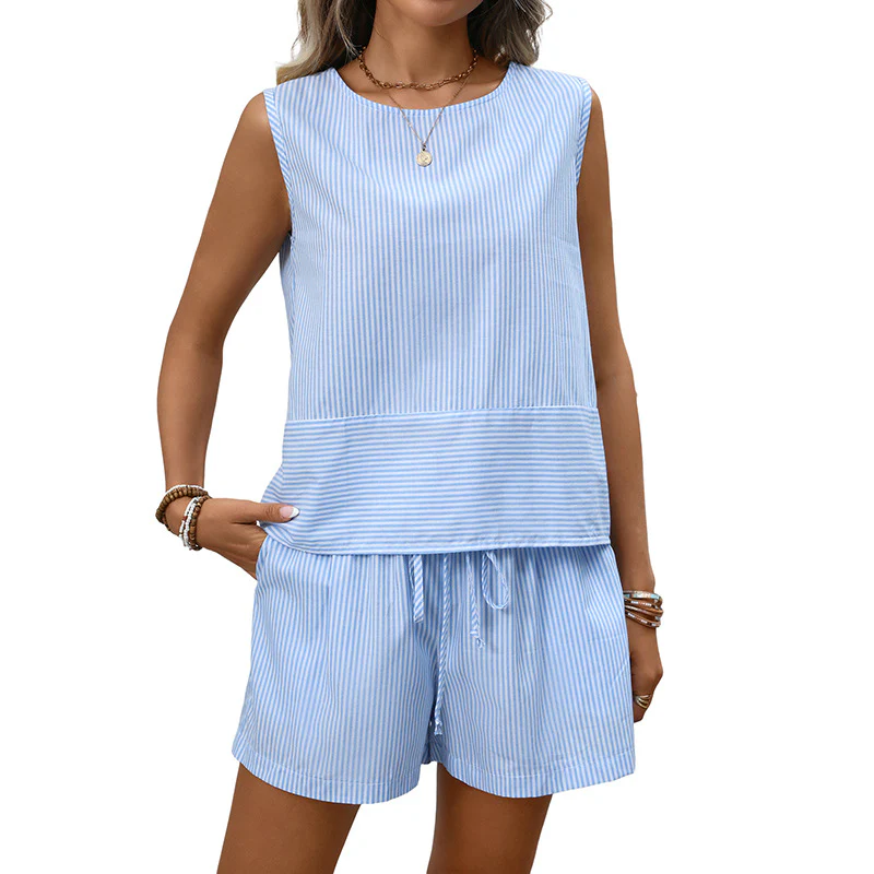 Ensemble Décontracté Deux Pièces pour Femme – Débardeur Sans Manches Col Rond et Short - Image 3