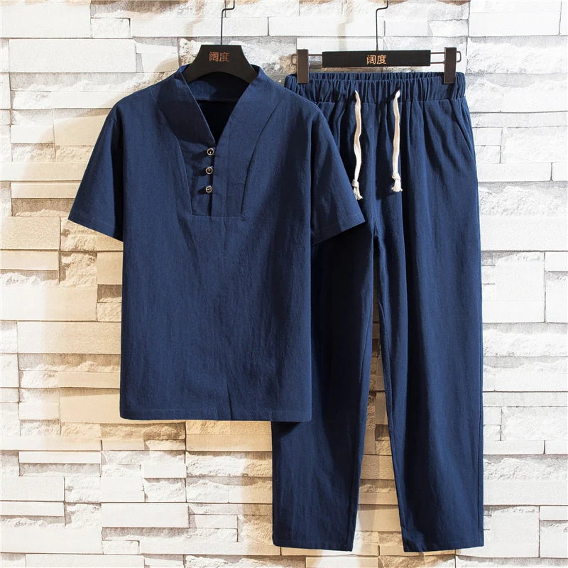 Ensemble Décontracté Homme en Lin – Tenue Deux Pièces Légère d’Été - Image 3