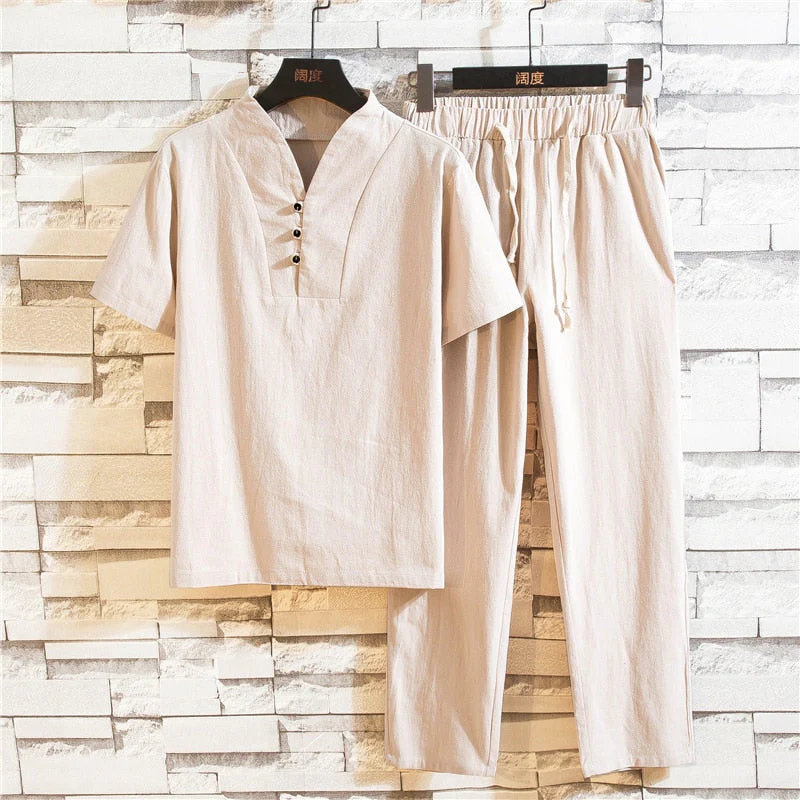 Ensemble Décontracté Homme en Lin – Tenue Deux Pièces Légère d’Été - Image 6