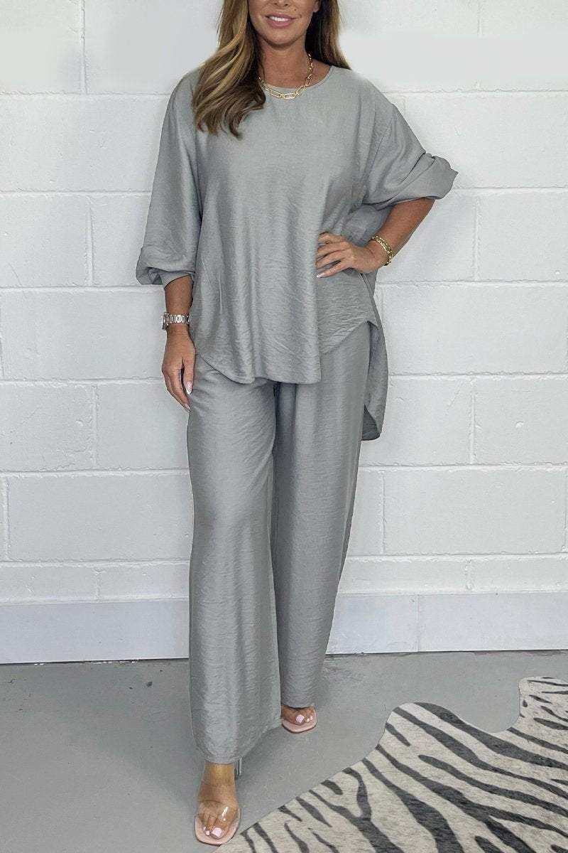 Ensemble Deux Pièces Bohème Élégant Femme – Haut Manches Courtes et Pantalon Taille Haute - Image 3