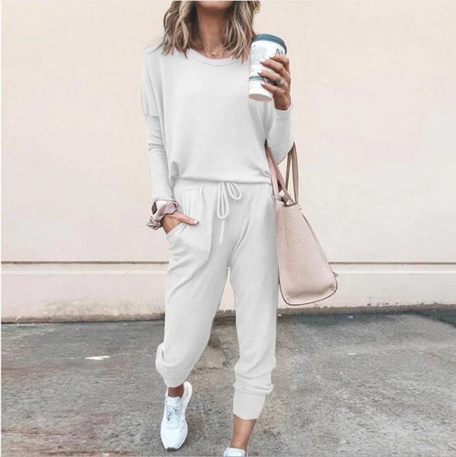 Ensemble Deux Pièces Décontracté Femme à Manches Longues – Haut Pull et Pantalon à Cordon - Image 10