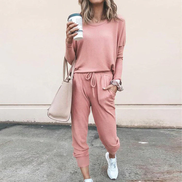 Ensemble Deux Pièces Décontracté Femme à Manches Longues – Haut Pull et Pantalon à Cordon - Image 3