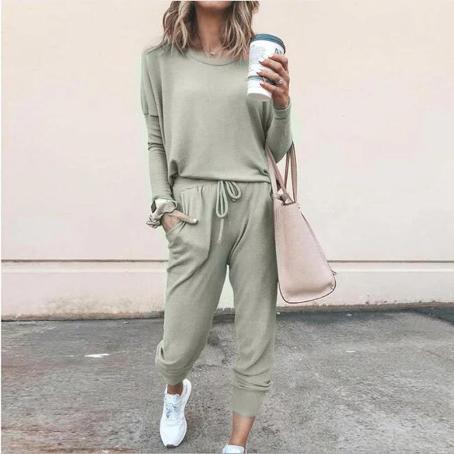 Ensemble Deux Pièces Décontracté Femme à Manches Longues – Haut Pull et Pantalon à Cordon - Image 9
