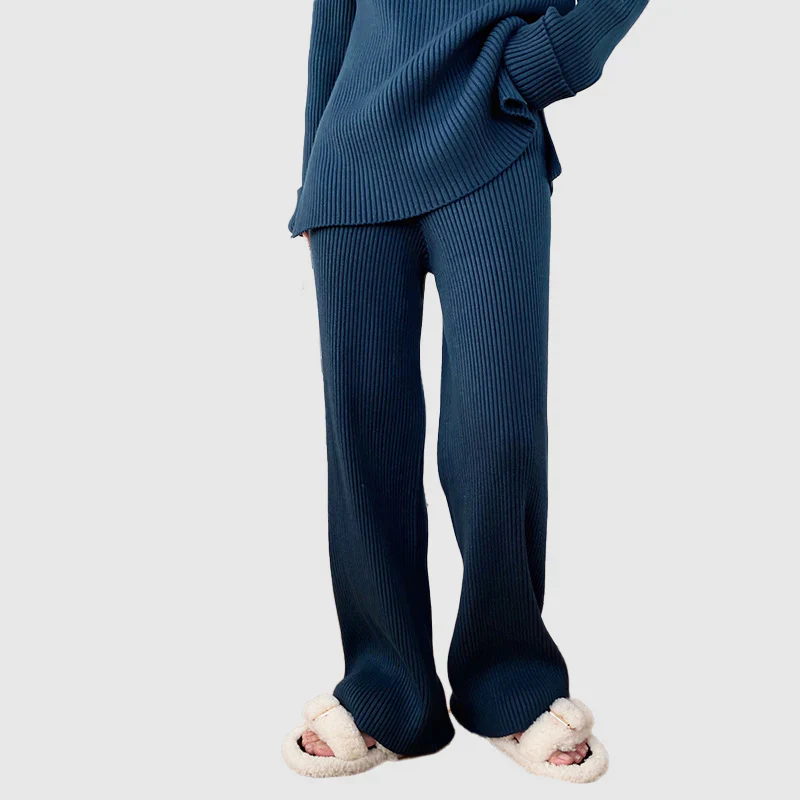 Ensemble Deux-Pièces en Maille Côtelée pour Femme – Pull Confortable & Pantalon Large - Image 5