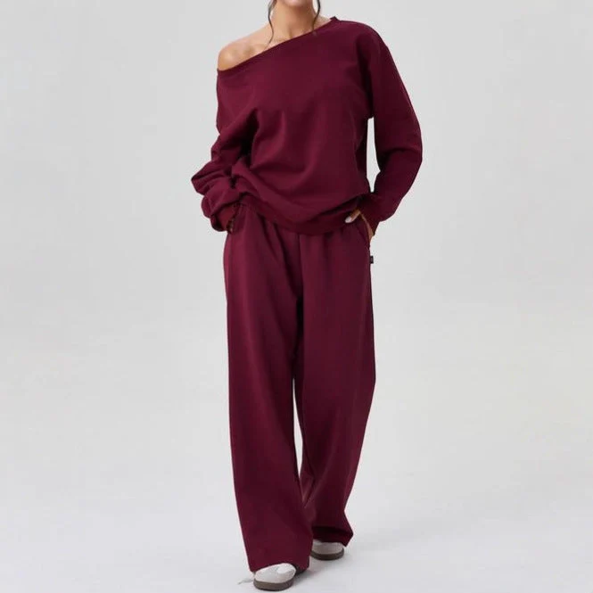 Ensemble Deux Pièces Femme Décontracté – Style Sport Chic Épaules Dénudées - Image 10