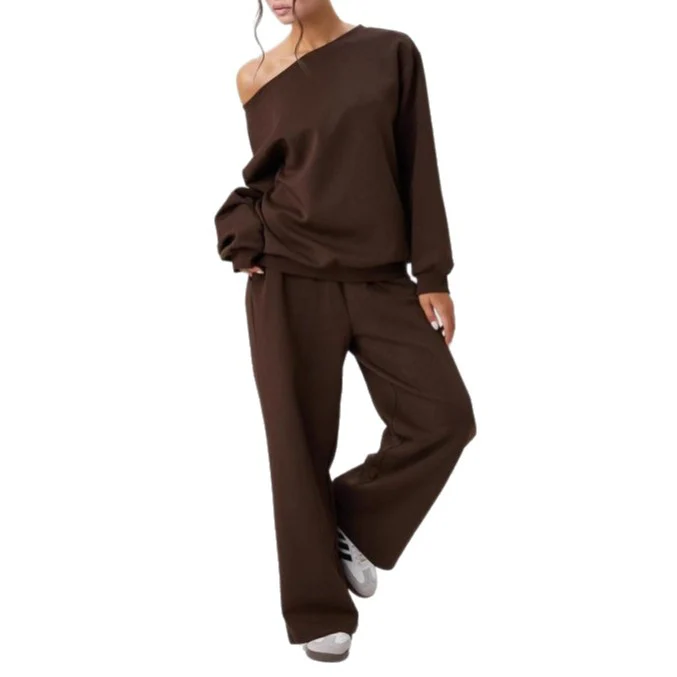 Ensemble Deux Pièces Femme Décontracté – Style Sport Chic Épaules Dénudées - Image 4